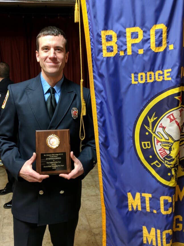 Mt. Clemens Elks Lodge Awards Gnesda ‘Firefighter of the Year’