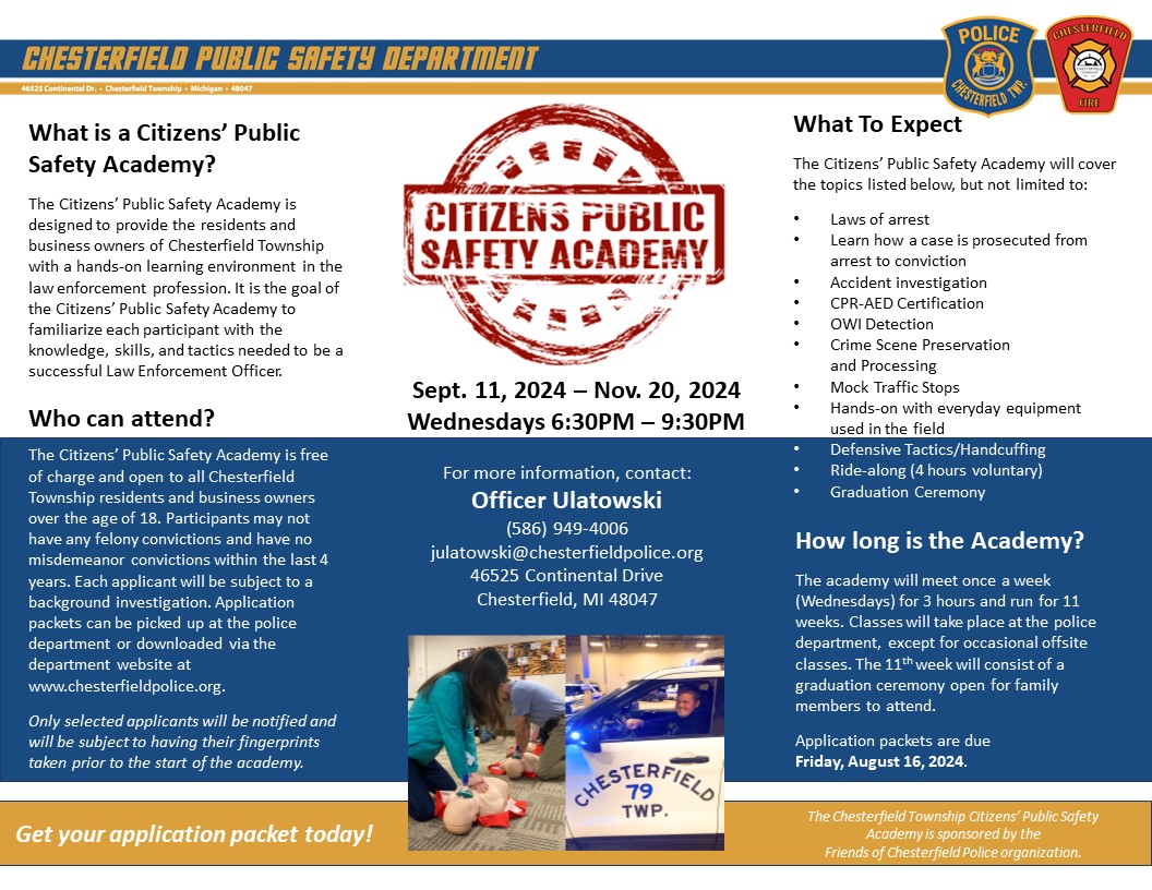 2024 Citizens’ Public Safety Academy Sept. 11 – Nov. 20, 2024